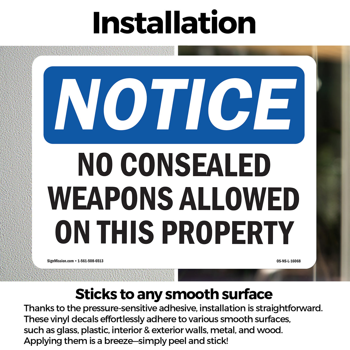 NOTICE No Concealed Weapons Allowed