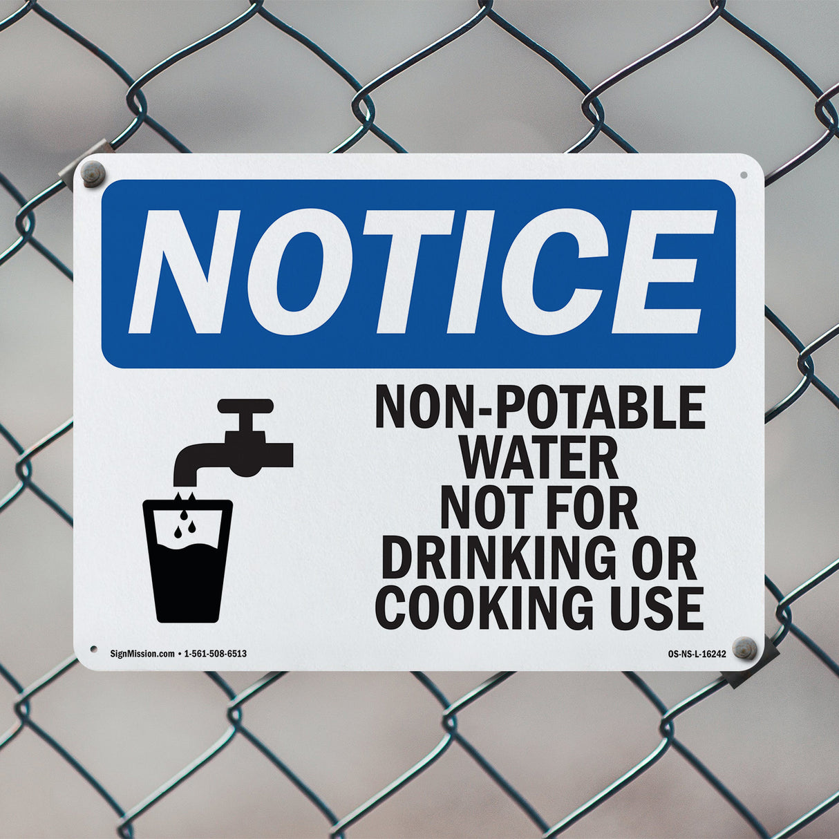 NOTICE Non-Potable Water Not For Drinking Cooking