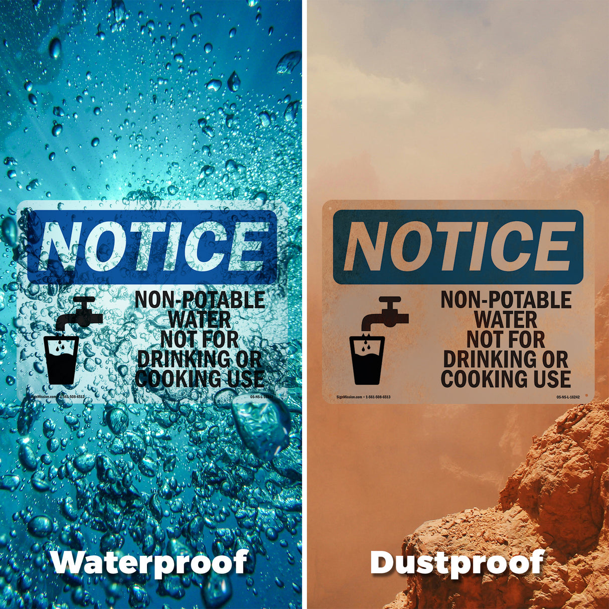 NOTICE Non-Potable Water Not For Drinking Cooking