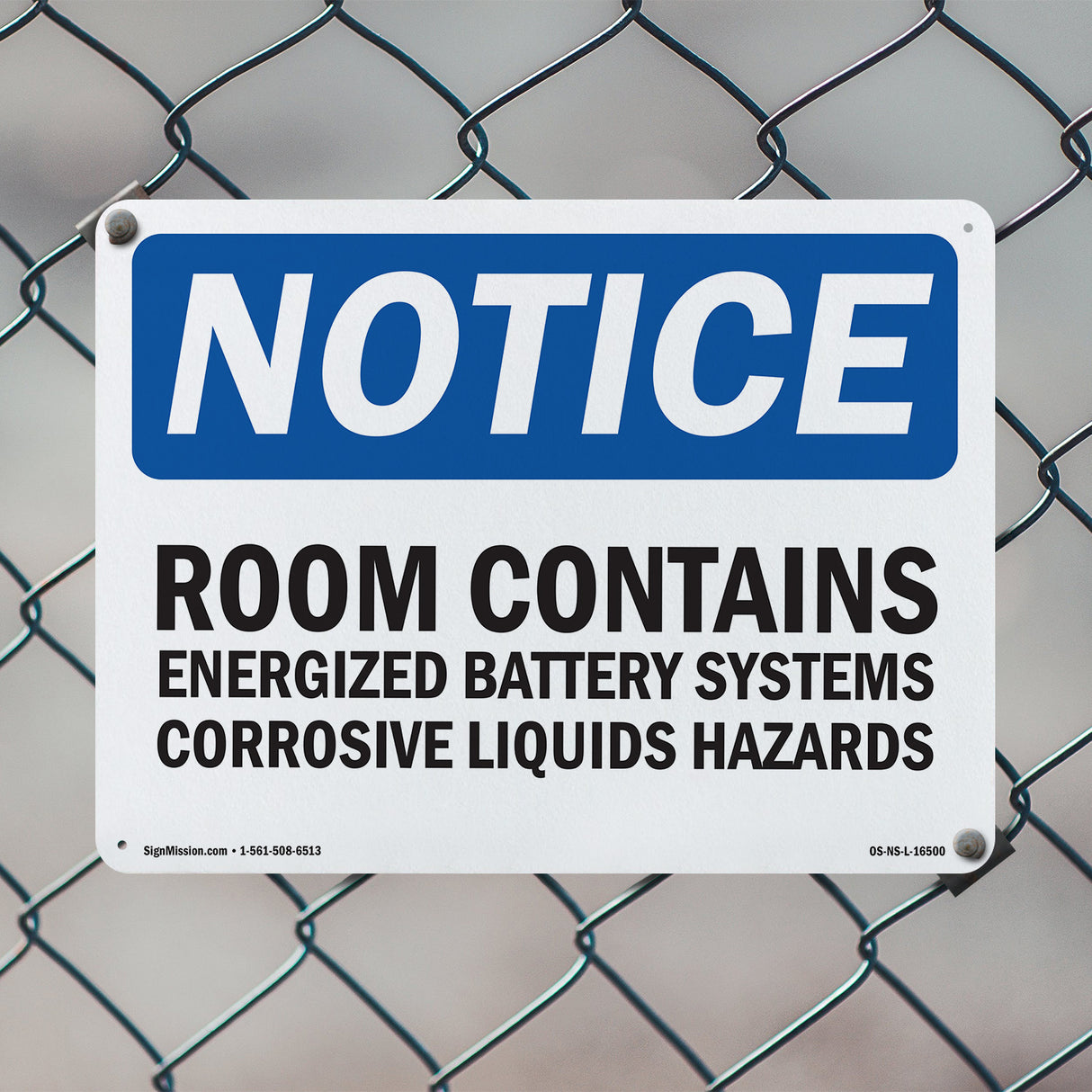 NOTICE Room Contains Energized Battery Systems