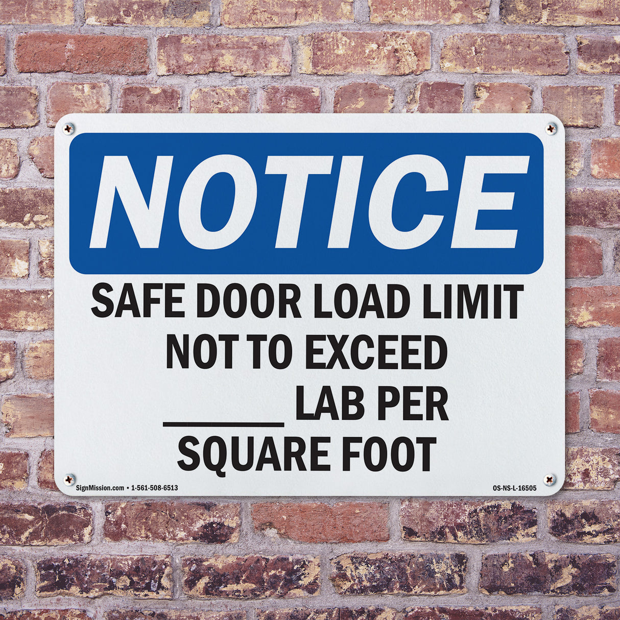 NOTICE Safe Floor Load Limit Not