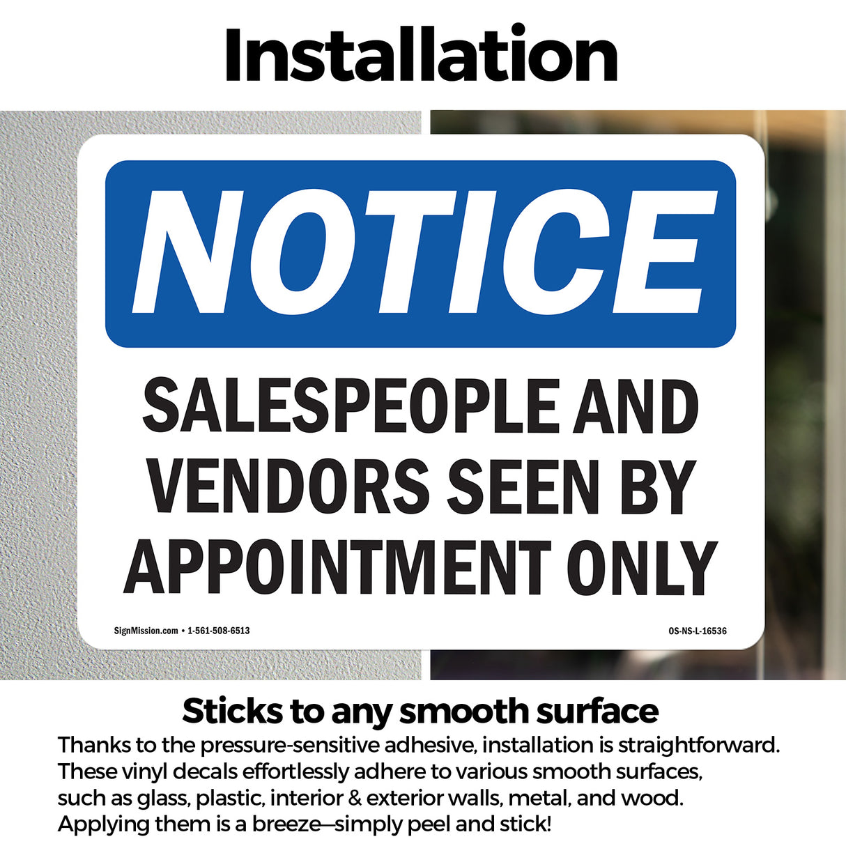 NOTICE Salespeople And Vendors Seen Appointment