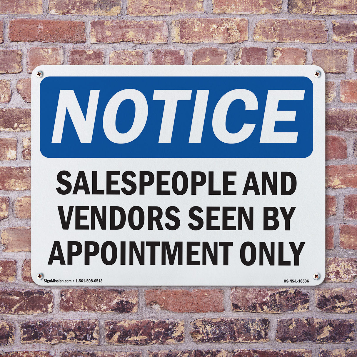 NOTICE Salespeople And Vendors Seen Appointment