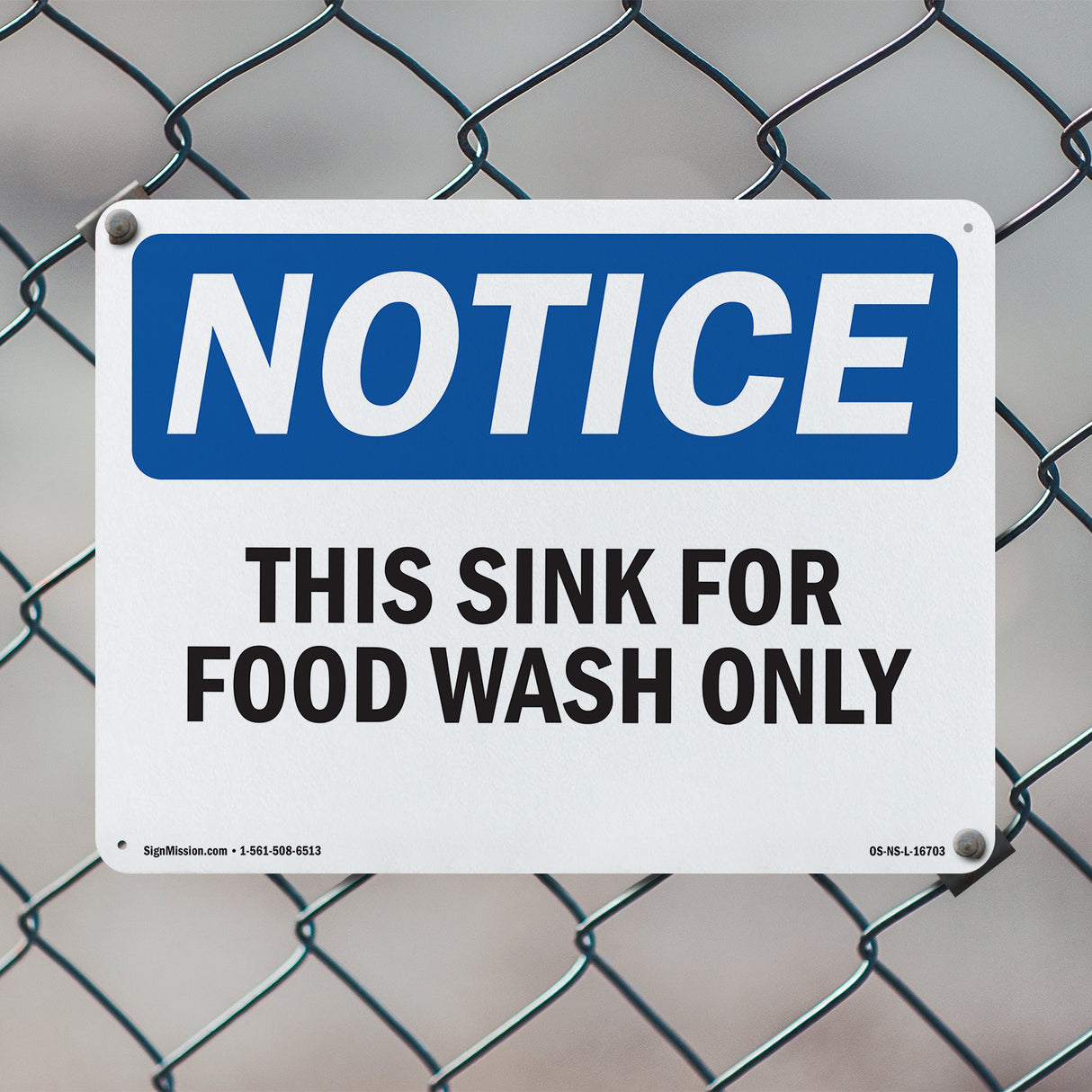 NOTICE This Sink For Food Wash Only