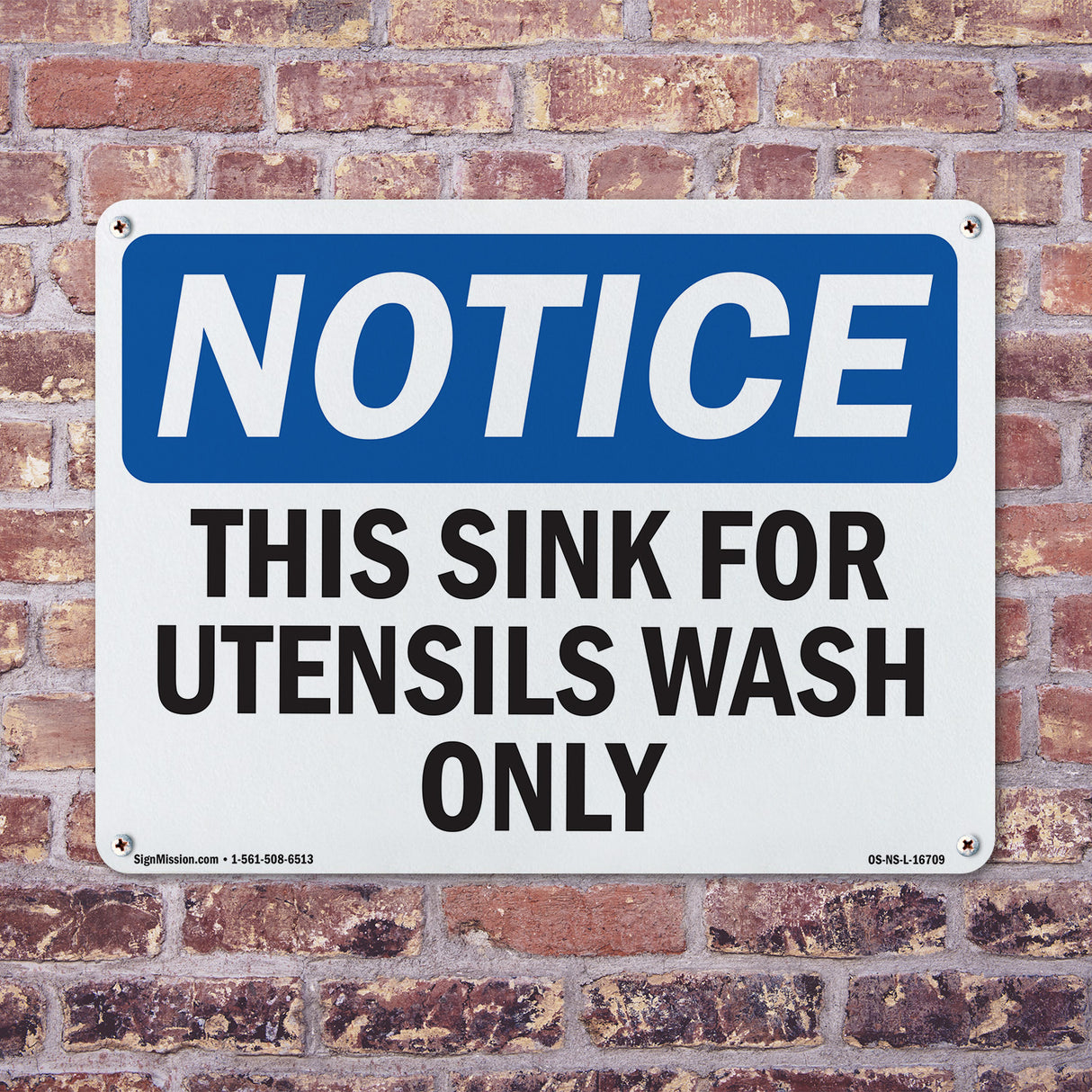 NOTICE This Sink For Utensil Wash Only