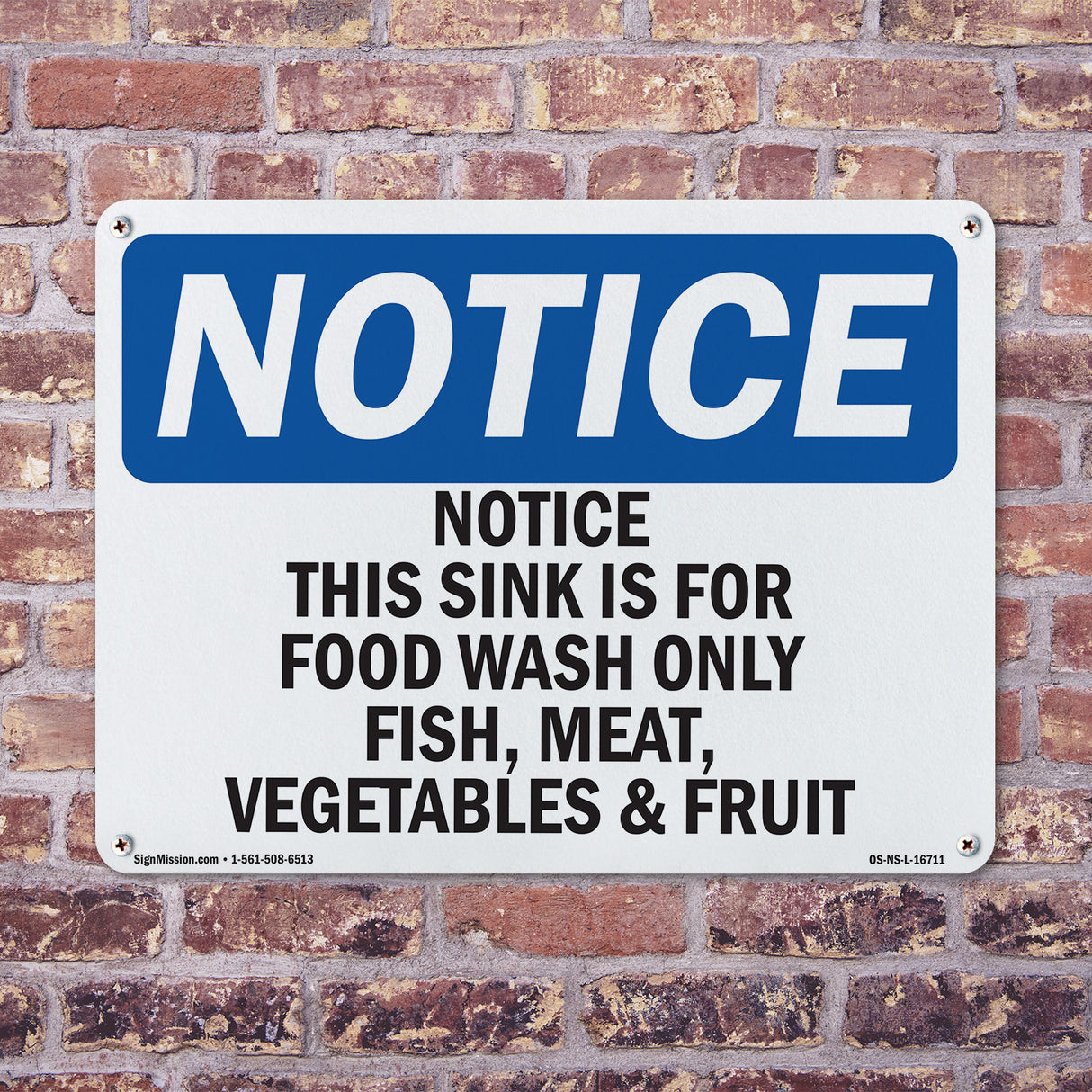 Notice This Sink Is For Food Wash Only Fish,