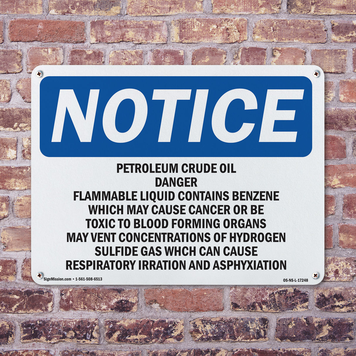 Petroleum Crude Oil Danger Flammable Liquid Sign