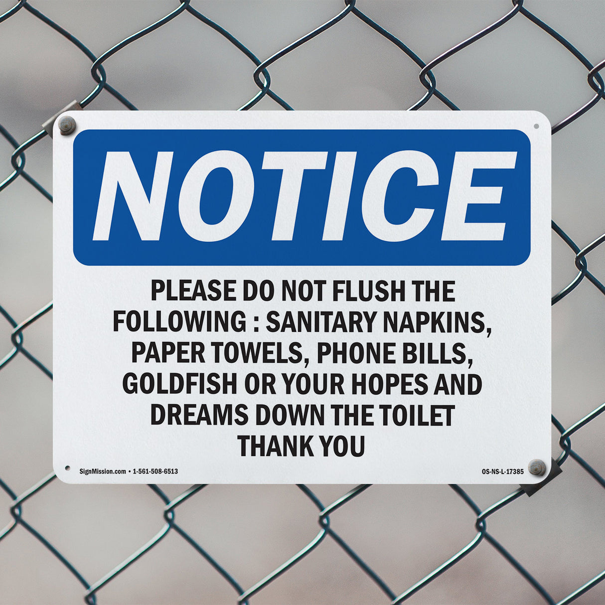 Please Do Not Flush The Following Sanitary