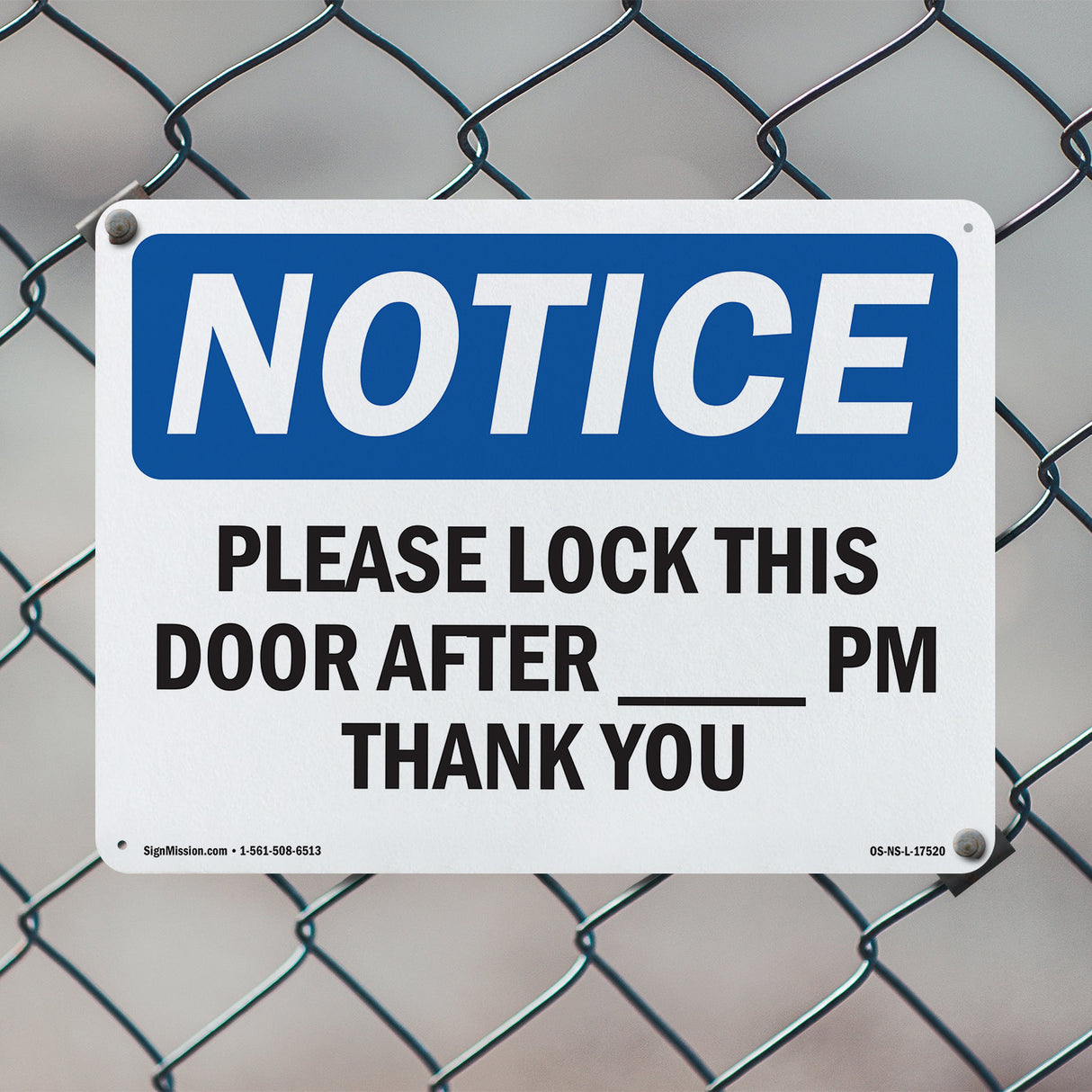 Please Lock This Door After ____ Pm Thank You