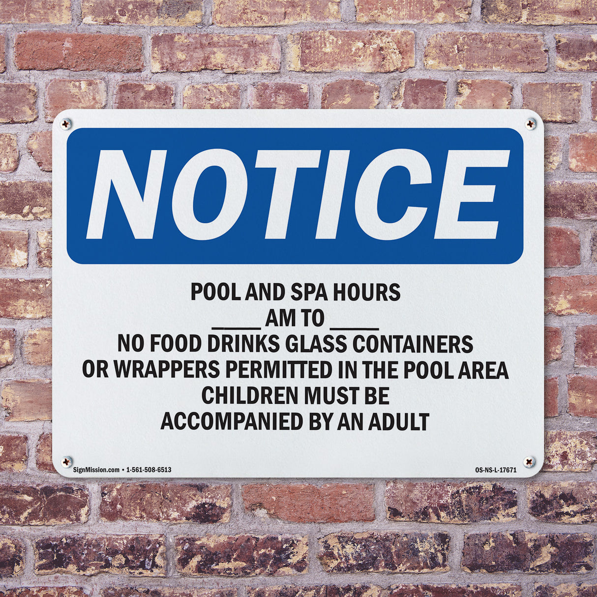 Pool & Spa Hours ____ Am To ____ Pm No Food