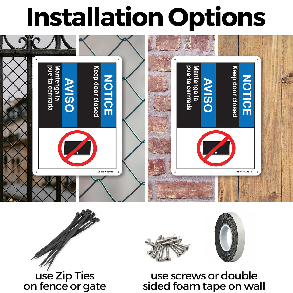 Notice Keep Door Closed (Bilingual Spanish)