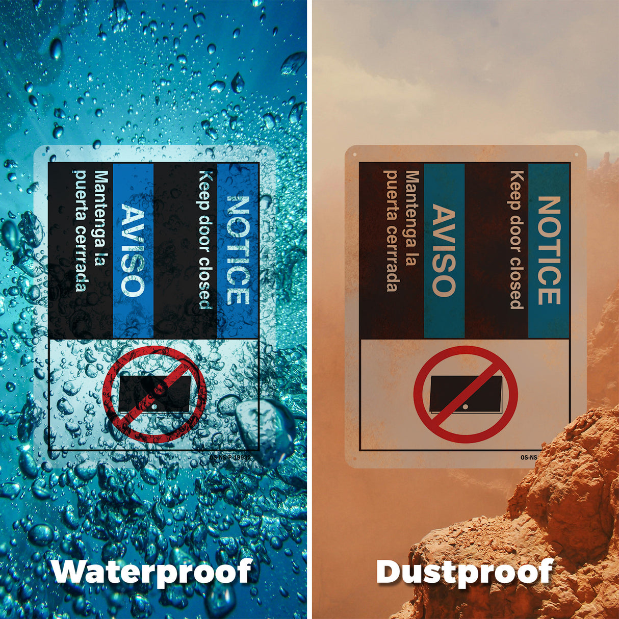 Notice Keep Door Closed (Bilingual Spanish)