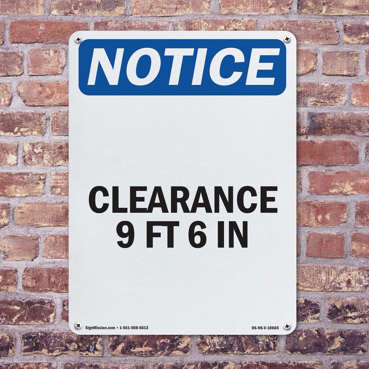 Clearance 9 Ft 6 In Sign