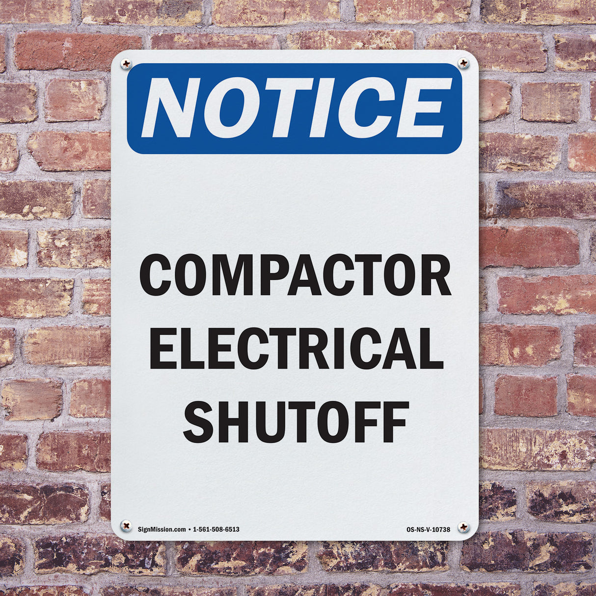 Compactor Electrical Shutoff Sign