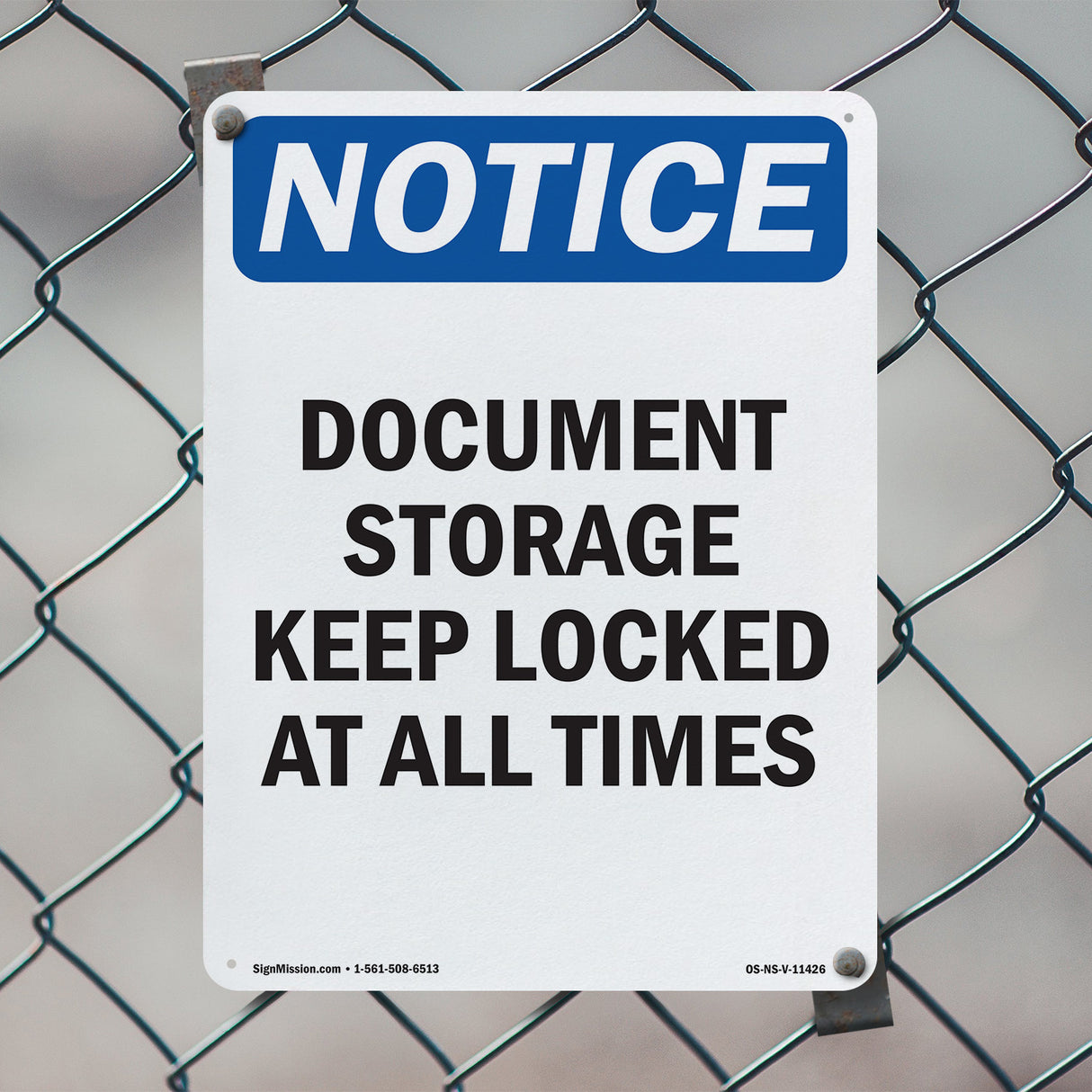 Document Storage Keep Locked At All Times Sign