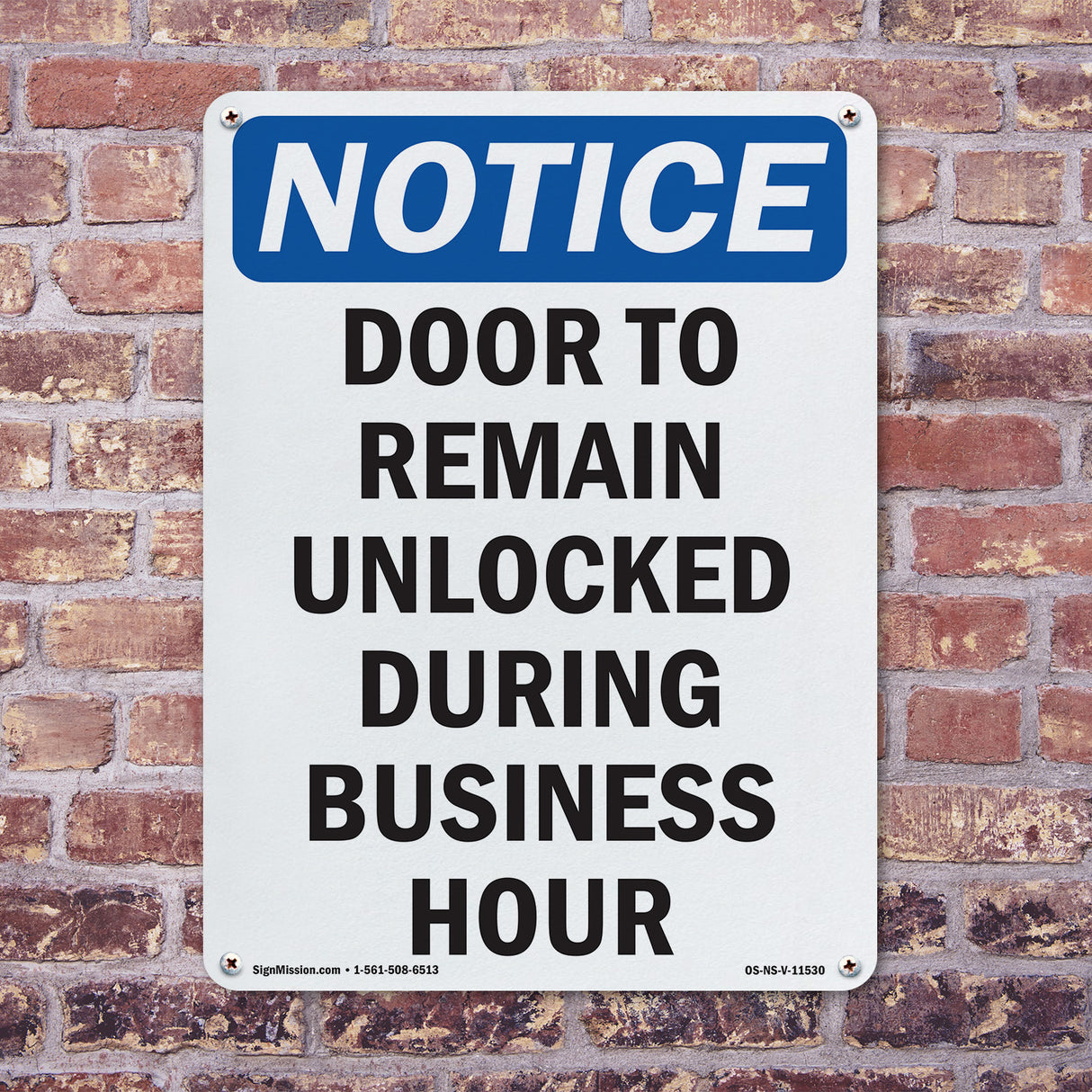 Door To Remain Unlocked During Business Hours