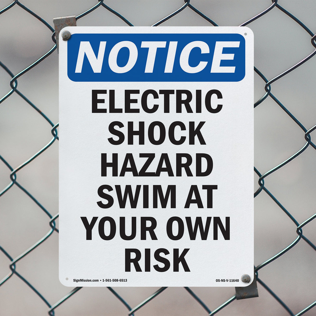 Electric Shock Hazard Risk Swim At Your Own Risk Sign