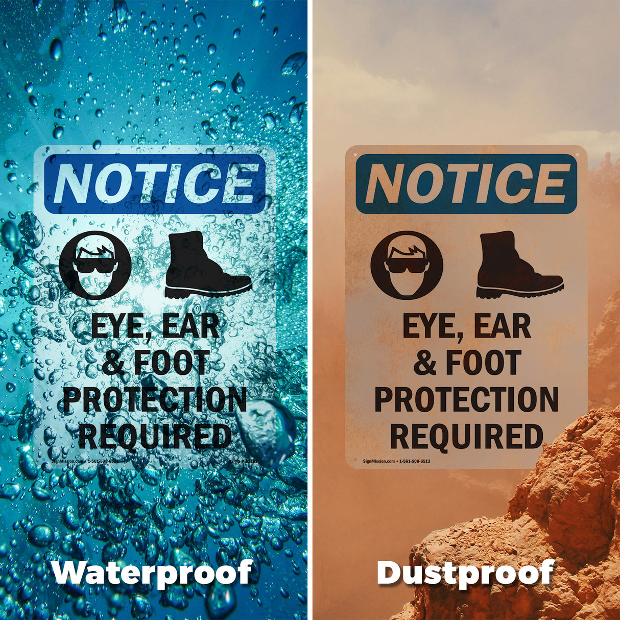 Eye, Ear & Foot Protection Required