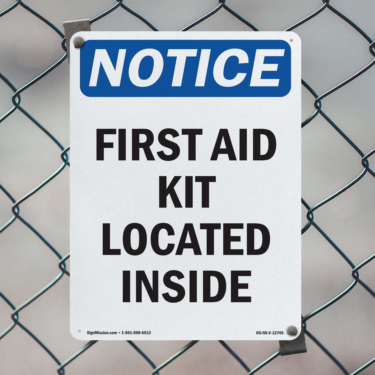 First Aid Kit Located Inside Sign