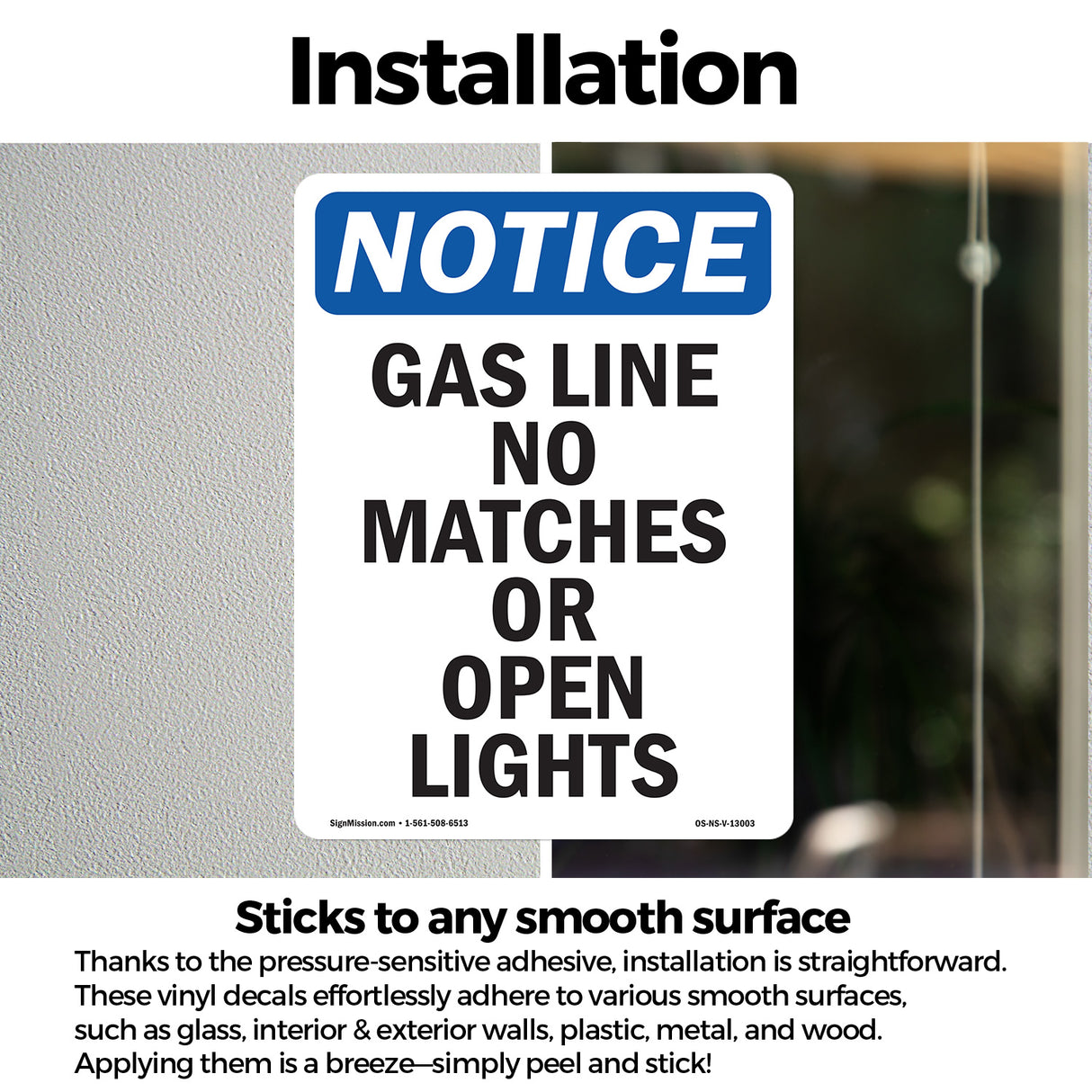 Gas Line No Matches Or Open Lights Sign