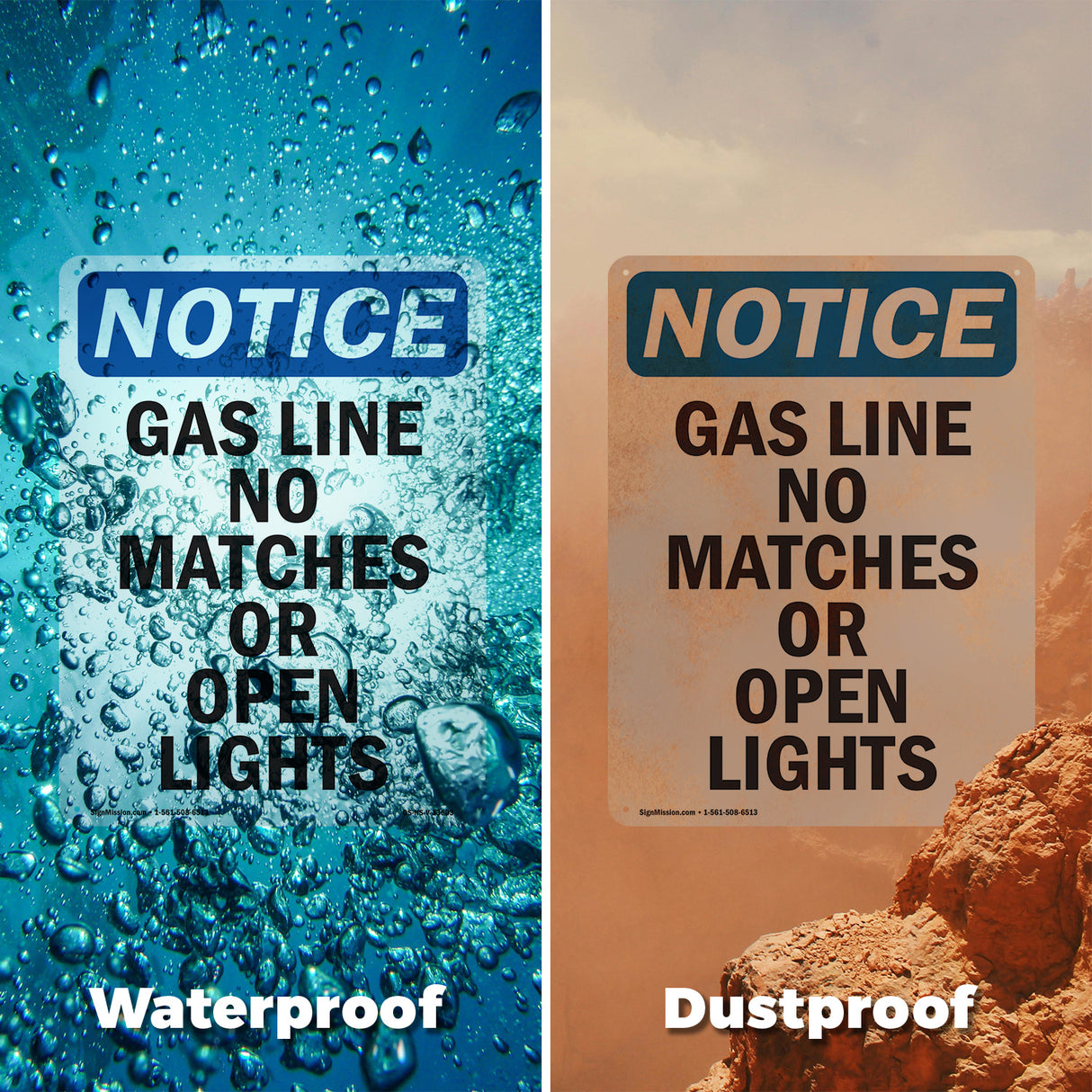 Gas Line No Matches Or Open Lights Sign