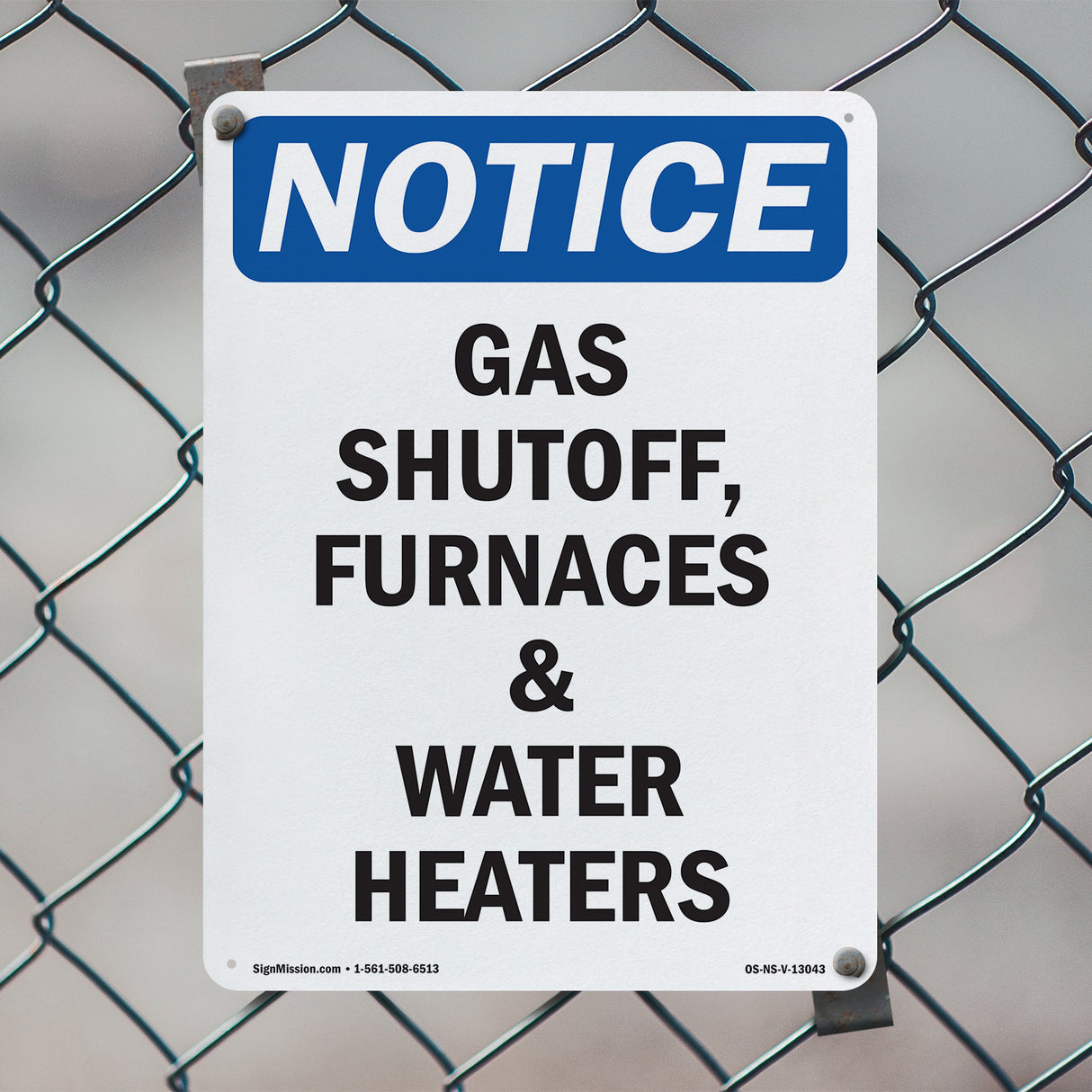 Gas Shutoff, Furnaces And Water Heaters Sign
