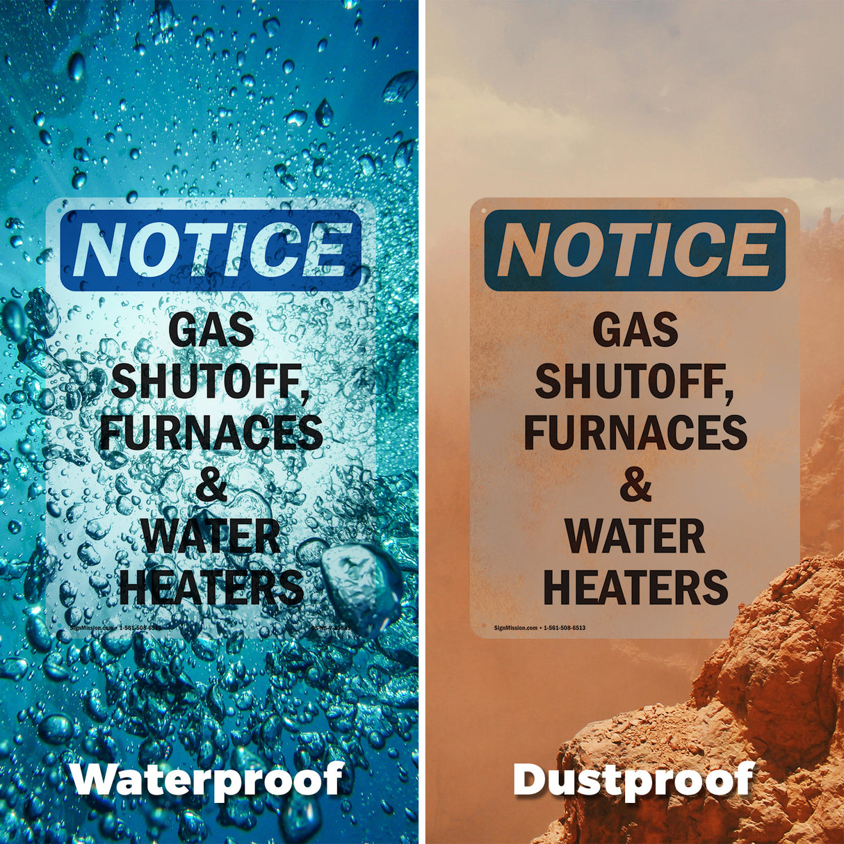 Gas Shutoff, Furnaces And Water Heaters Sign
