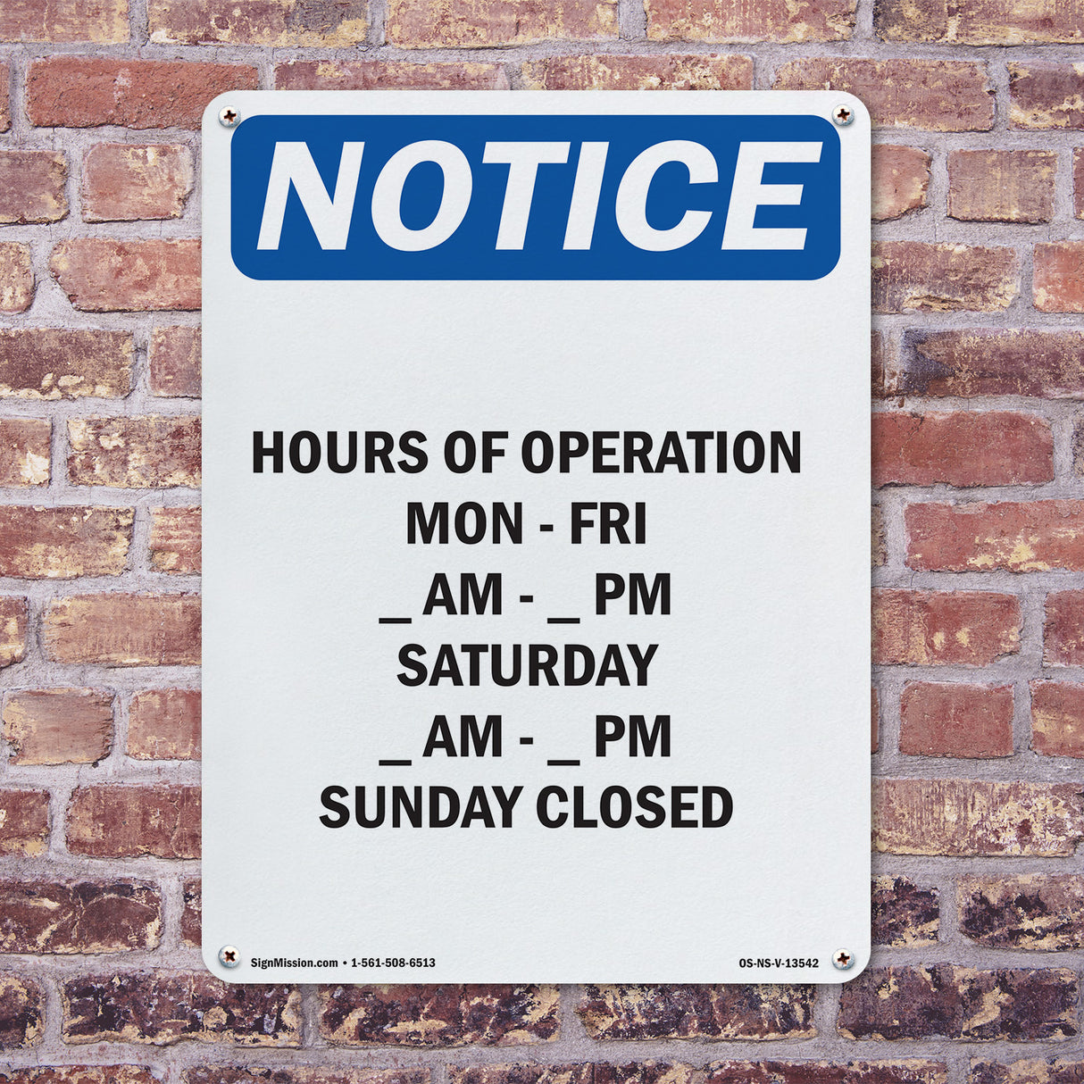 Hours Of Operation Mon - Fri ____ Am - ____
