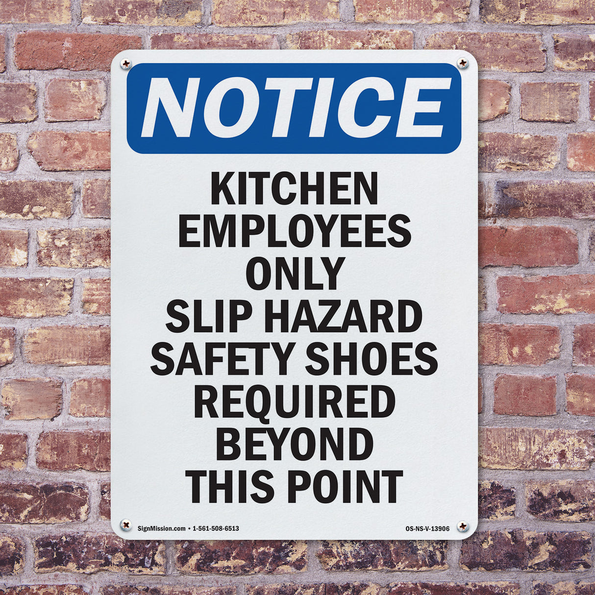Kitchen Employees Only Slip Hazard Safety