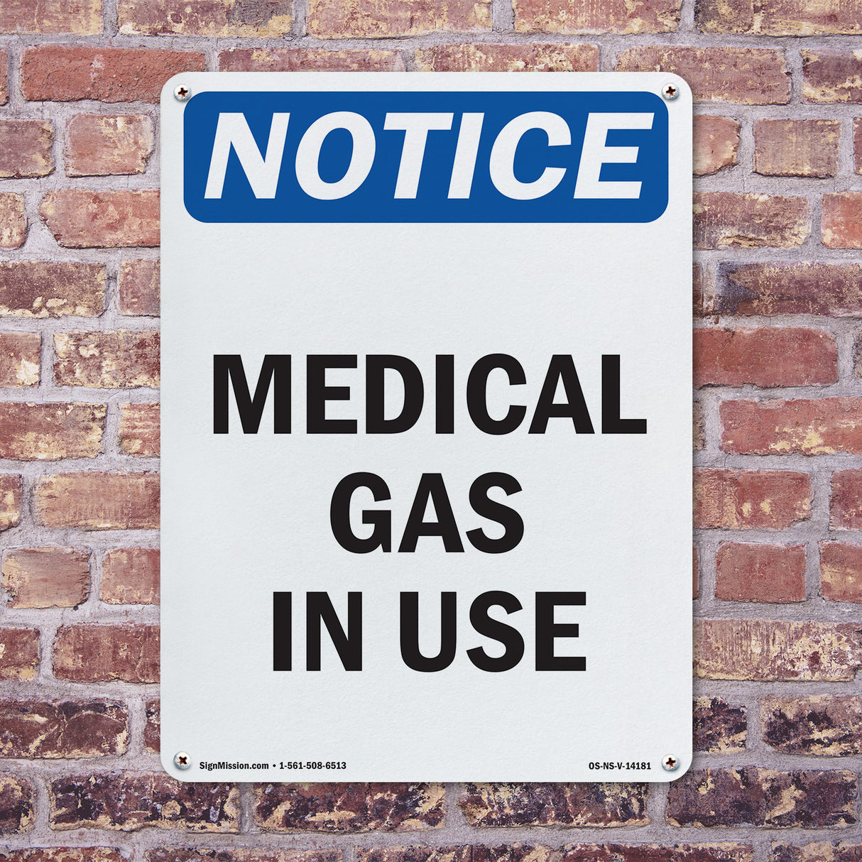 Medical Gas In Use Sign