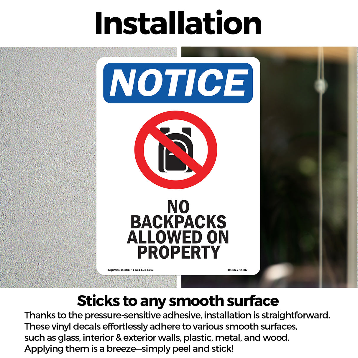 No Backpacks Allowed On Property
