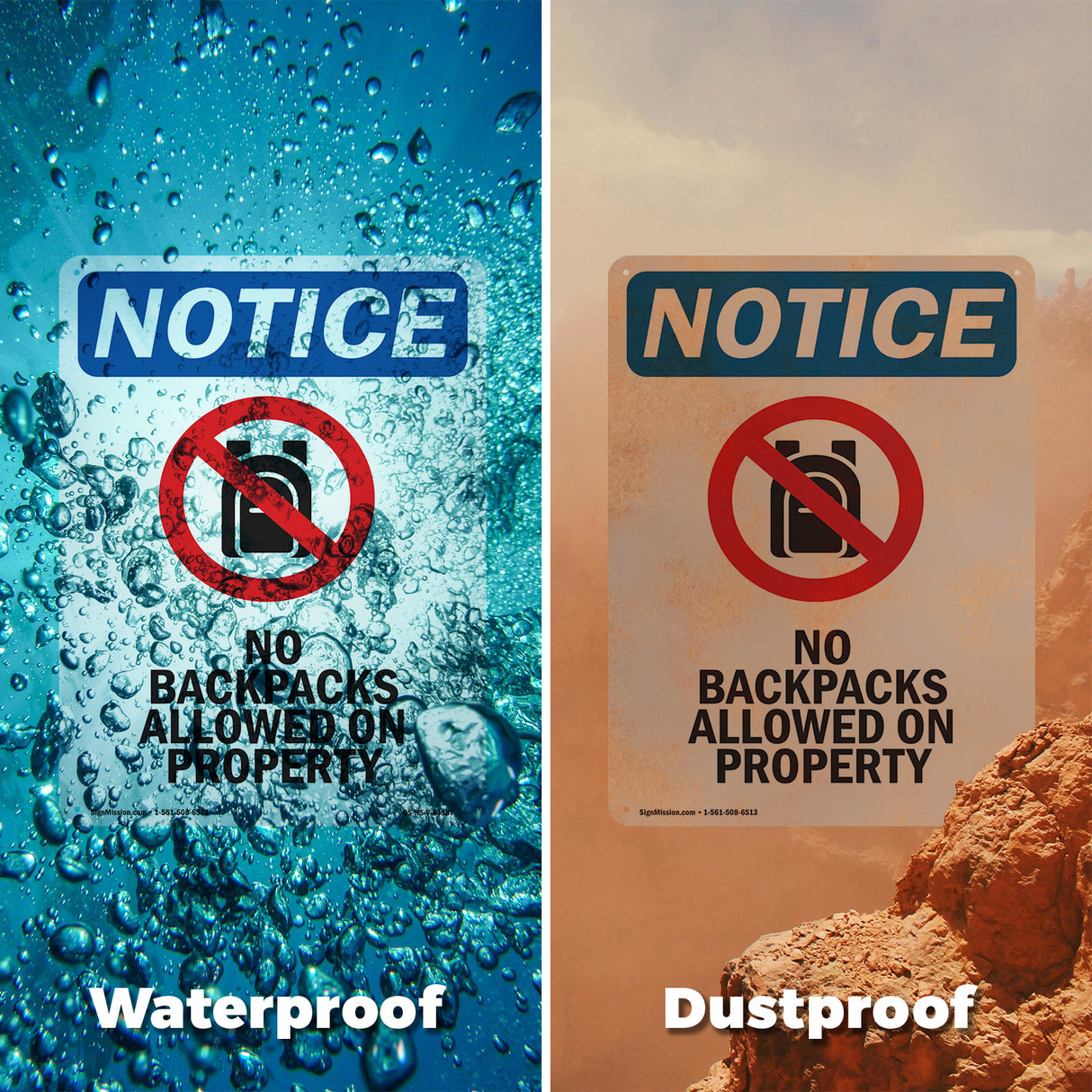 No Backpacks Allowed On Property