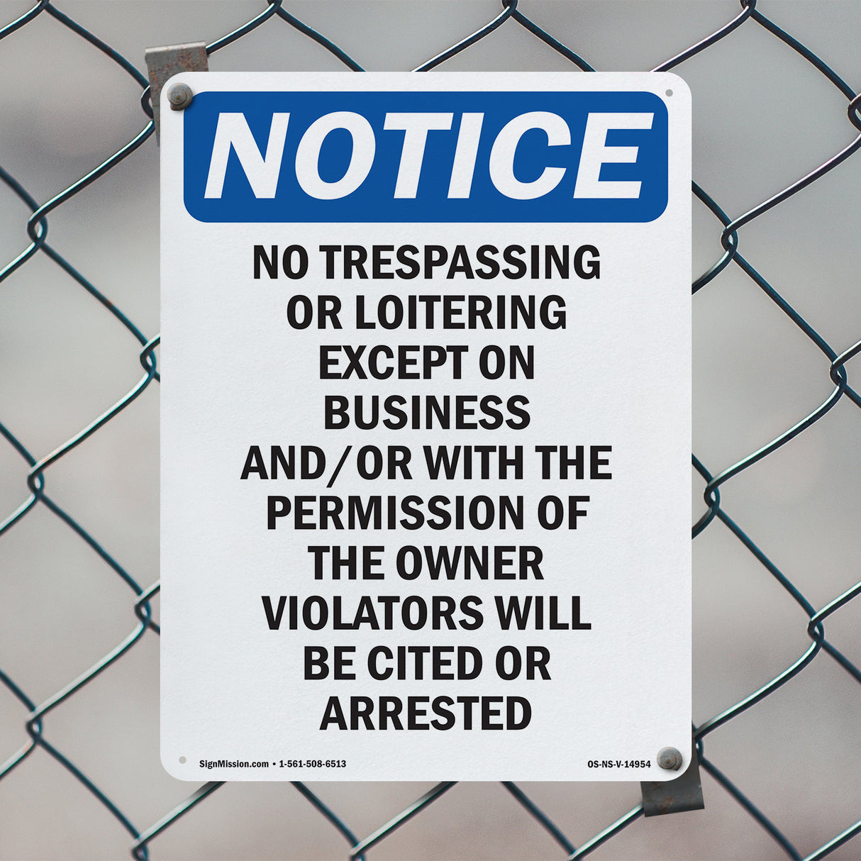 No Trespassing Or Loitering Except On Business