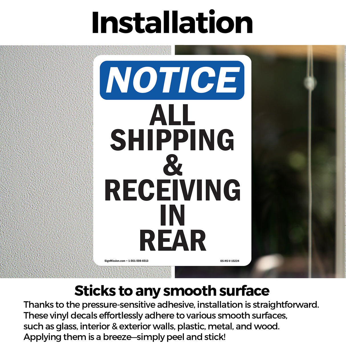 NOTICE All Shipping And Receiving In Rear