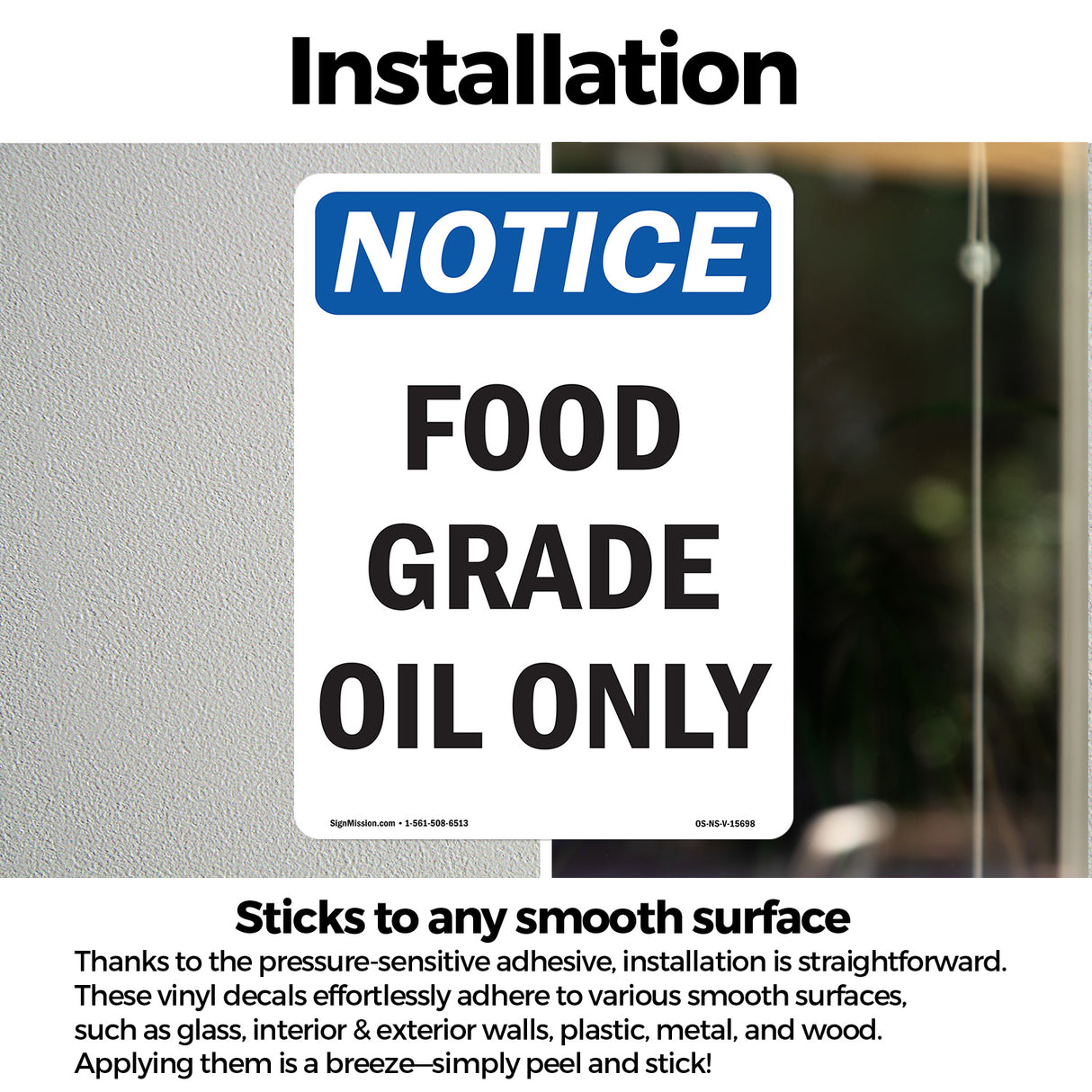 Notice Food Grade Oil Only