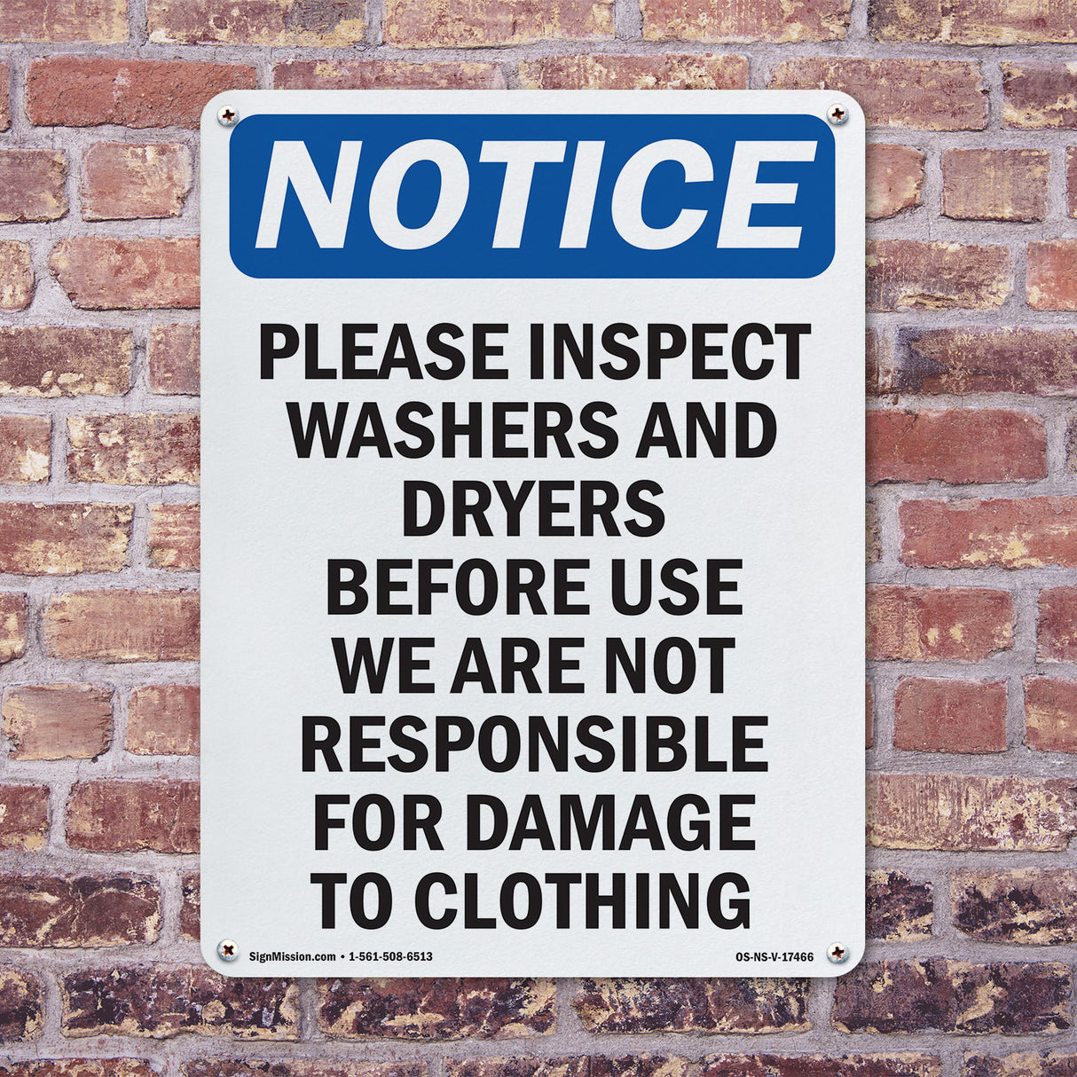 Please Inspect Washers And Dryers Before