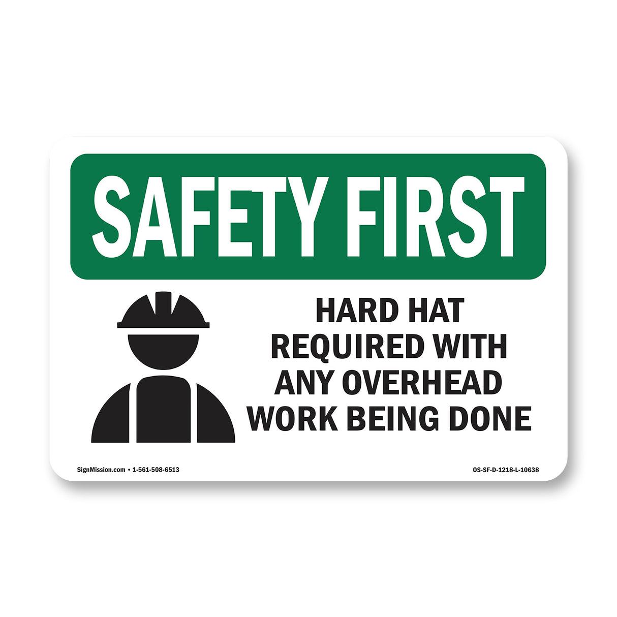 Hard Hat Required With Any Overhead With Symbol