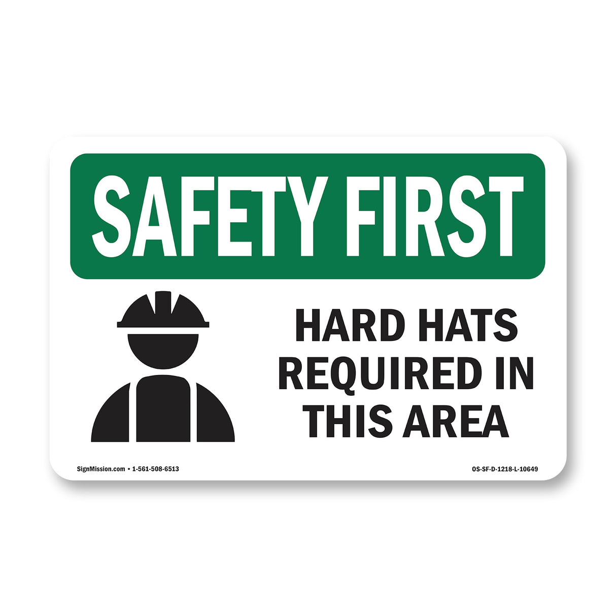 Hard Hats Required In This Area With Symbol
