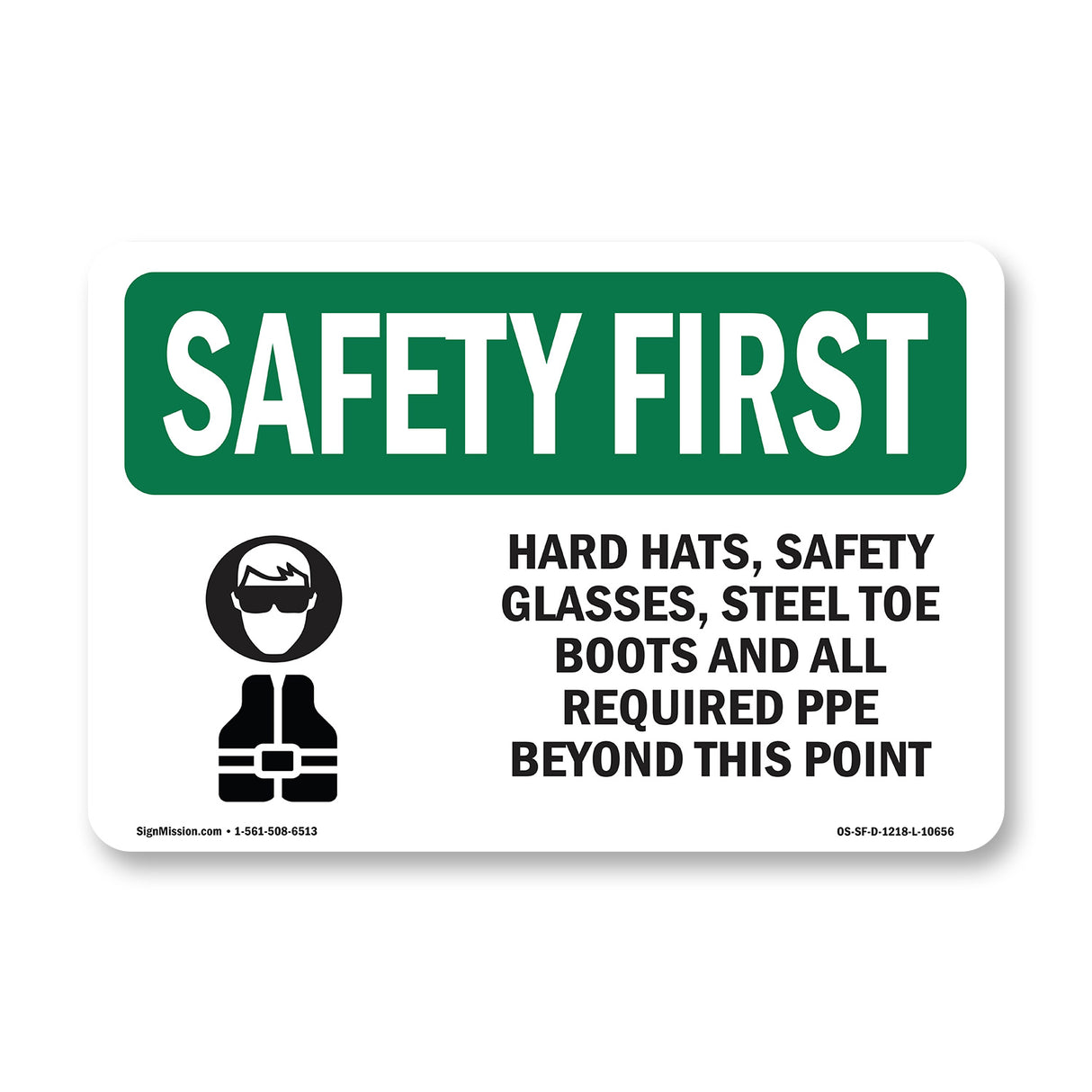 Hard Hats, Safety Goggles And With Symbol