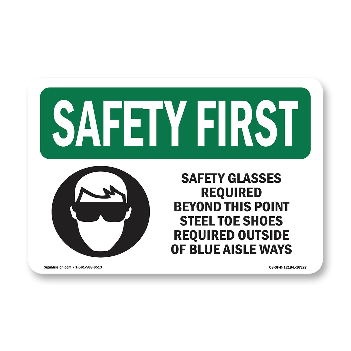 Safety Glasses Required Beyond With Symbol