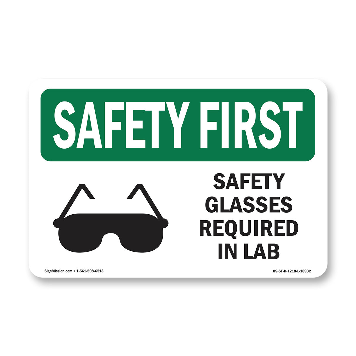 Safety Glasses Required In Lab With Symbol
