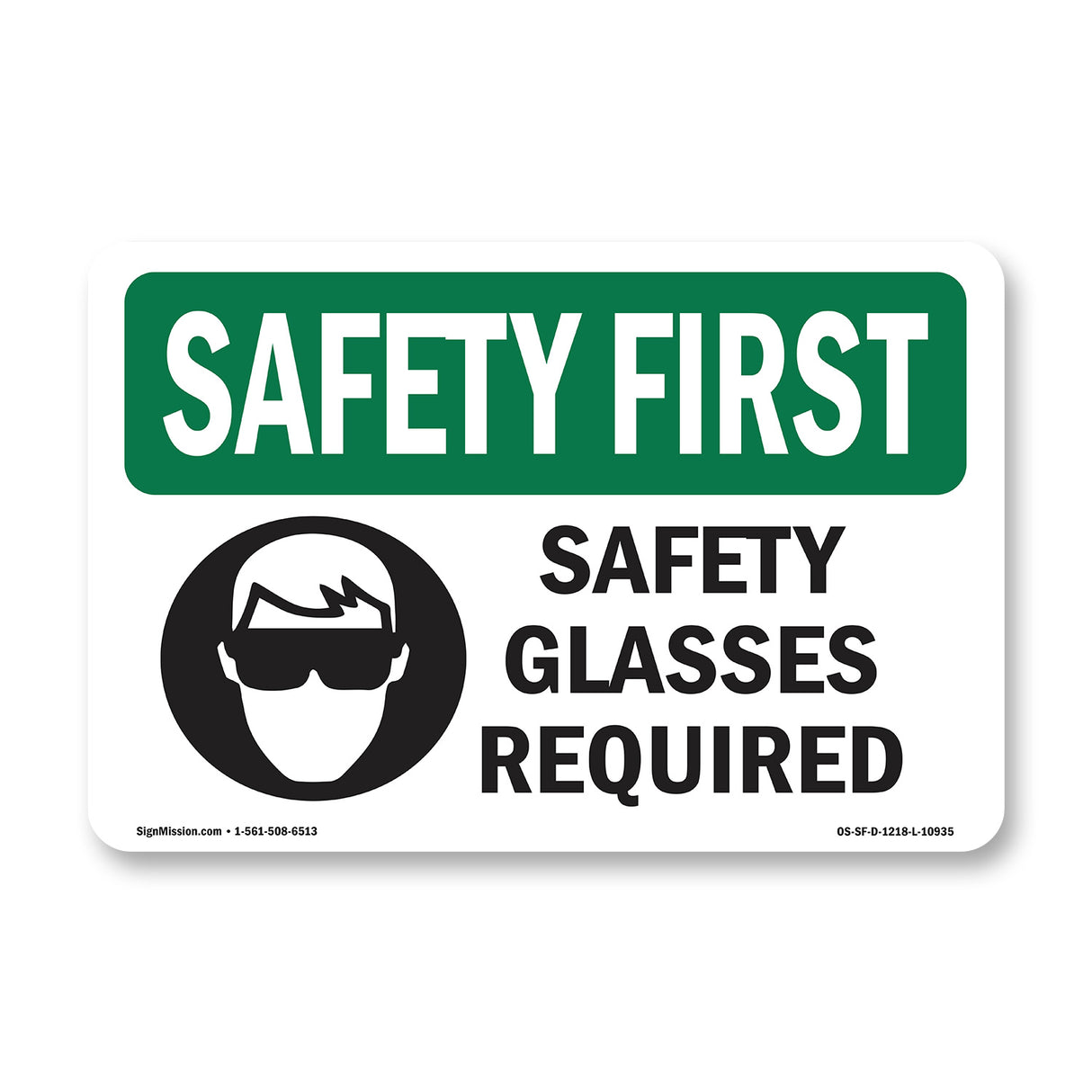 Safety Glasses Required With Symbol