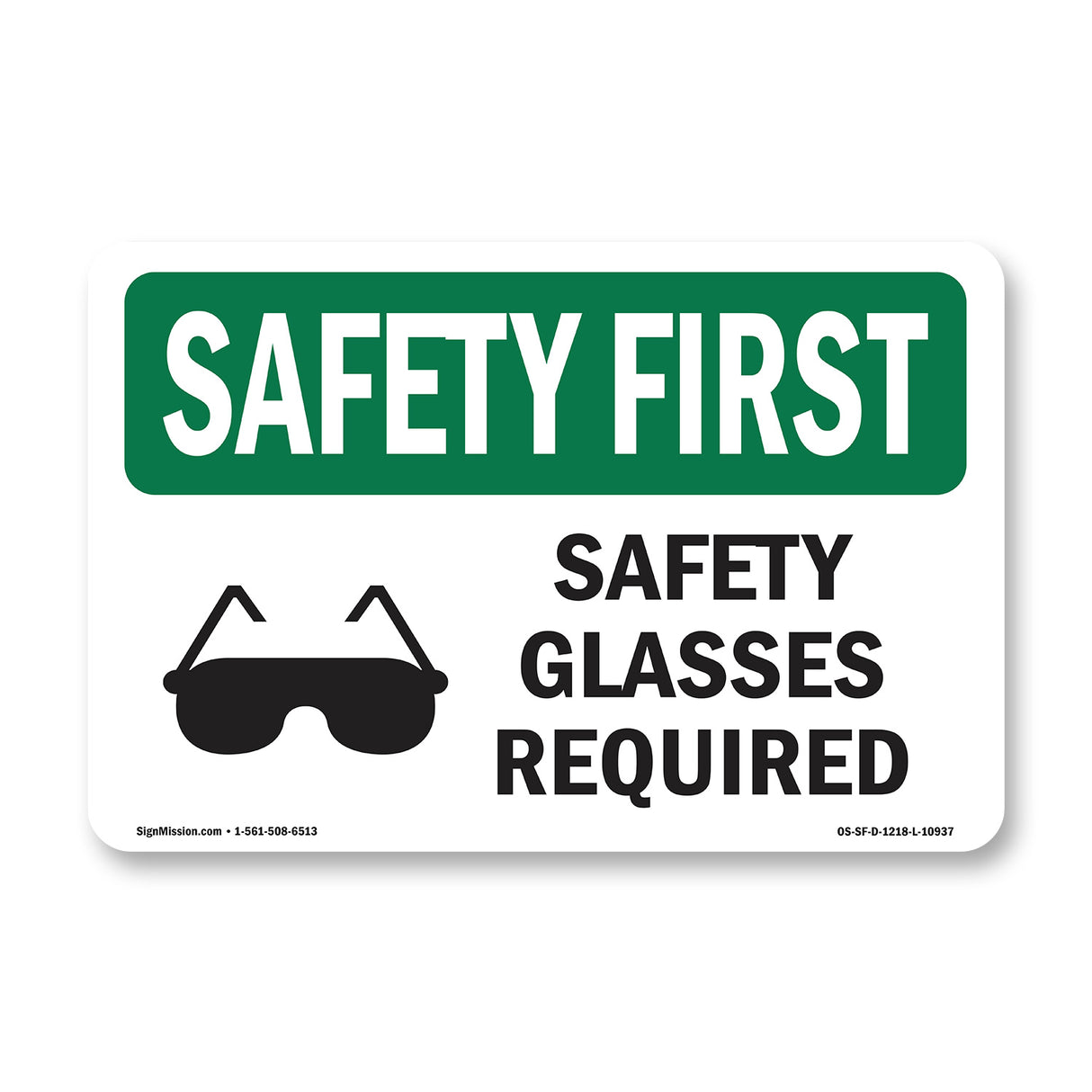 Safety Glasses Required With Symbol