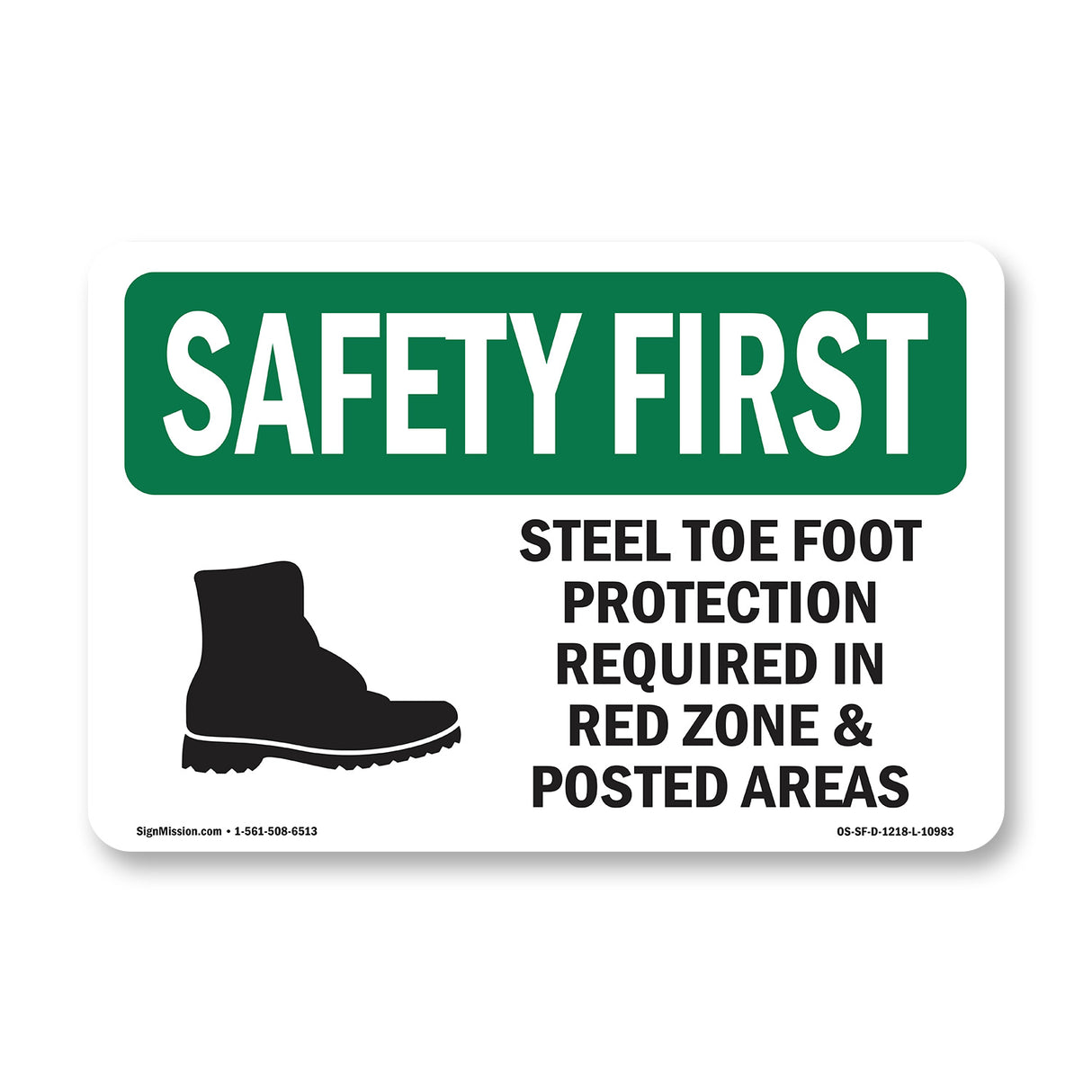 Steel Toe Foot Protection Required With Symbol