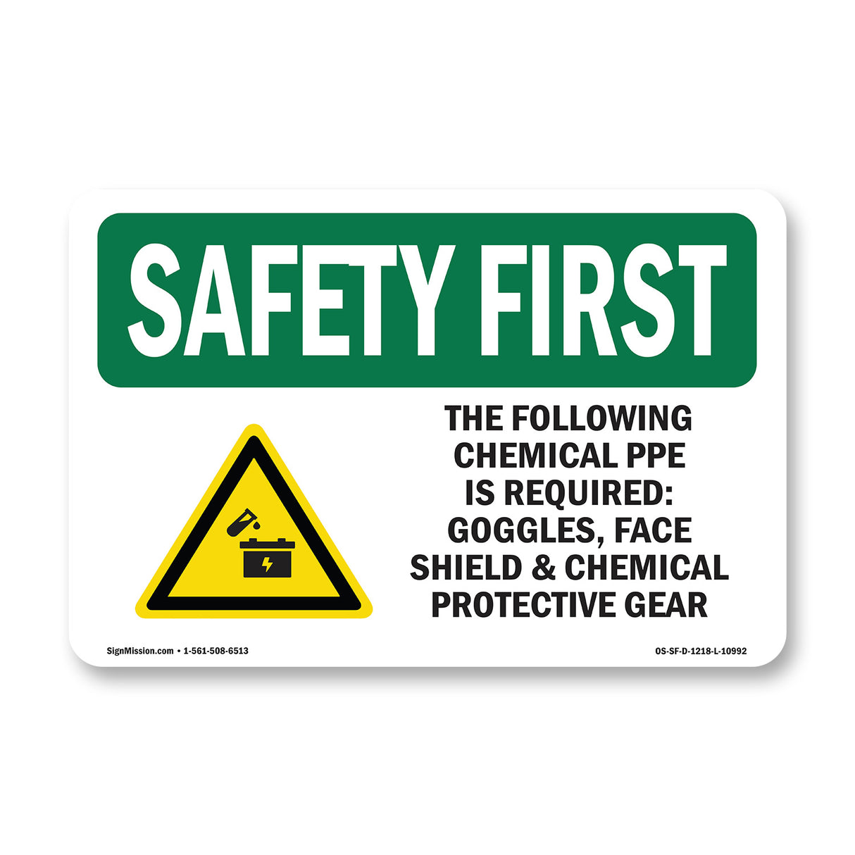 The Following Chemical PPE Required-With Symbol