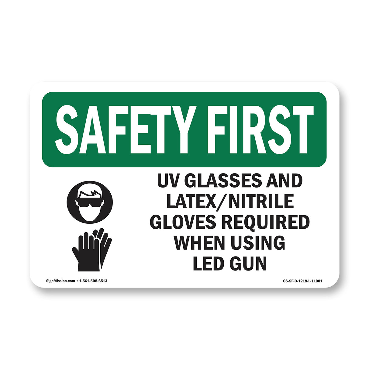 UV Glasses And Latex Nitrile With Symbol