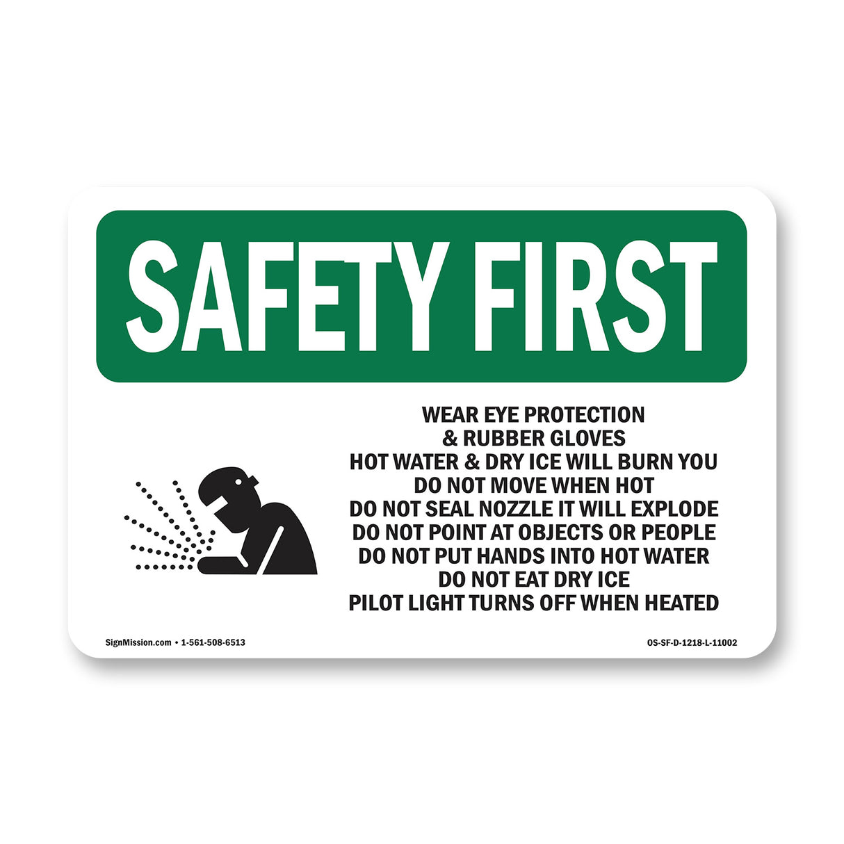 Wear Eye Protection & Rubber With Symbol