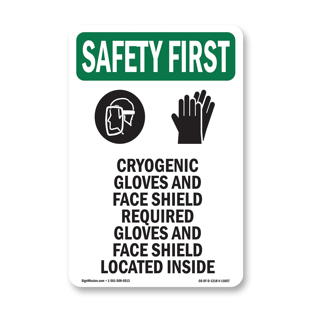 Cryogenic Gloves And Face Shield With Symbol