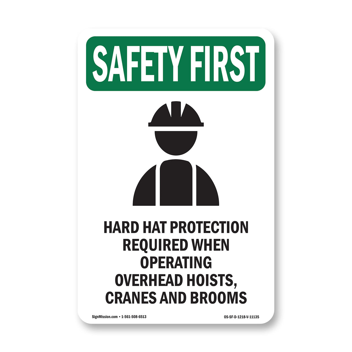 Hard Hat Protection Required With Symbol