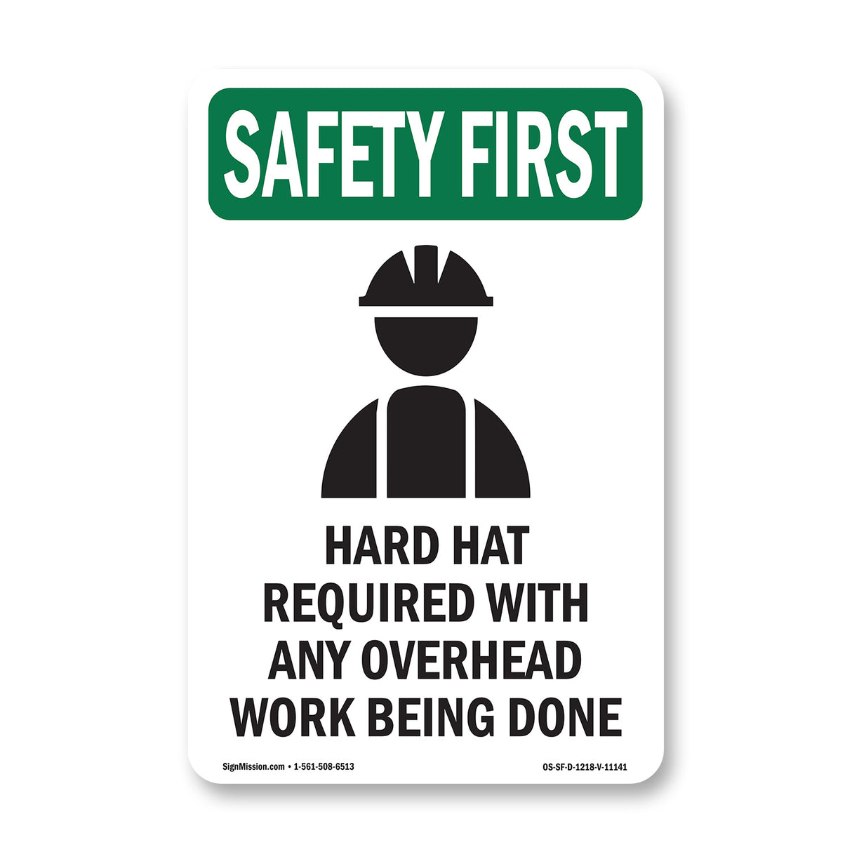 Hard Hat Required With Any Overhead With Symbol